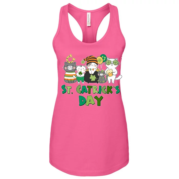 Funny St Catrick's Day St Patrick's Day Cats Women's Racerback Tank