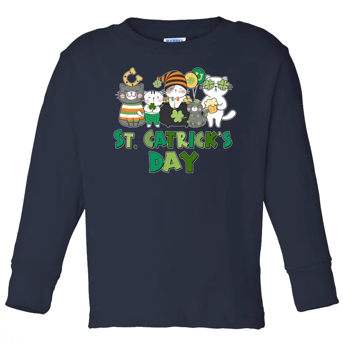 Funny St Catrick's Day St Patrick's Day Cats Toddler Long Sleeve Shirt