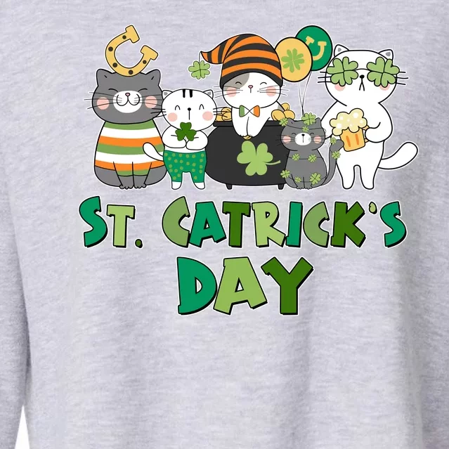 Funny St Catrick's Day St Patrick's Day Cats Cropped Pullover Crew