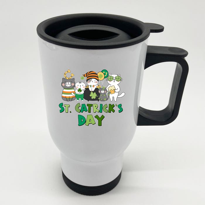 Funny St Catrick's Day St Patrick's Day Cats Front & Back Stainless Steel Travel Mug