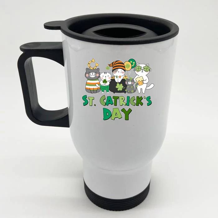 Funny St Catrick's Day St Patrick's Day Cats Front & Back Stainless Steel Travel Mug