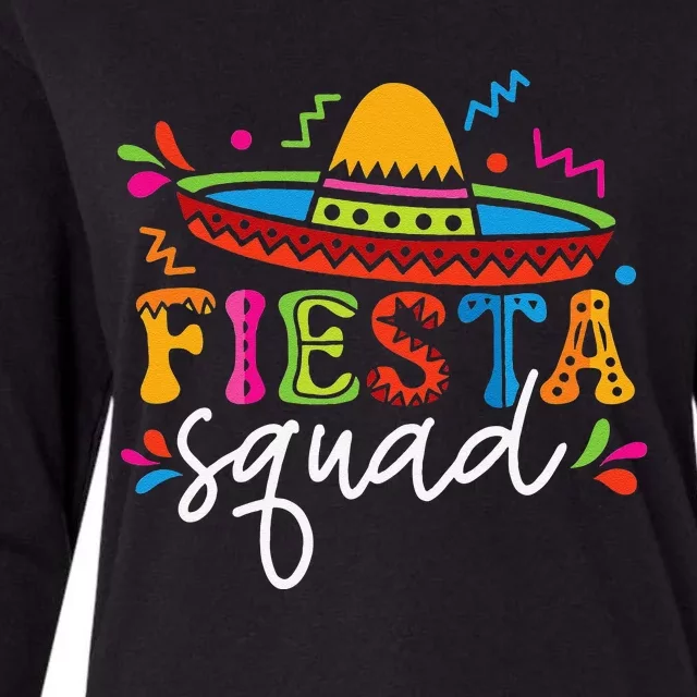 Fiesta Squad Cinco De Mayo Mexican Sombrero Group Family Womens Cotton Relaxed Long Sleeve T-Shirt