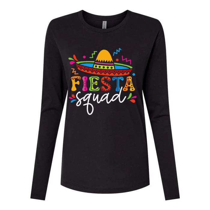 Fiesta Squad Cinco De Mayo Mexican Sombrero Group Family Womens Cotton Relaxed Long Sleeve T-Shirt