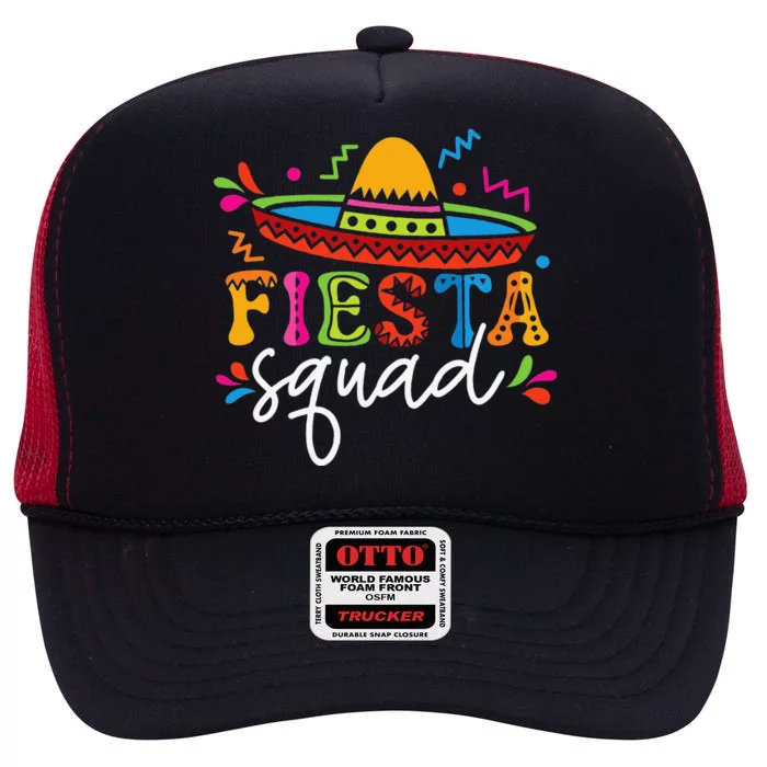 Fiesta Squad Cinco De Mayo Mexican Sombrero Group Family High Crown Mesh Trucker Hat