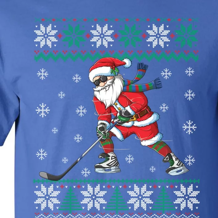 Funny Santa Claus Christmas Ice Hockey Ugly Sweater Great Gift Tall T-Shirt