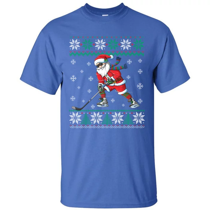 Funny Santa Claus Christmas Ice Hockey Ugly Sweater Great Gift Tall T-Shirt