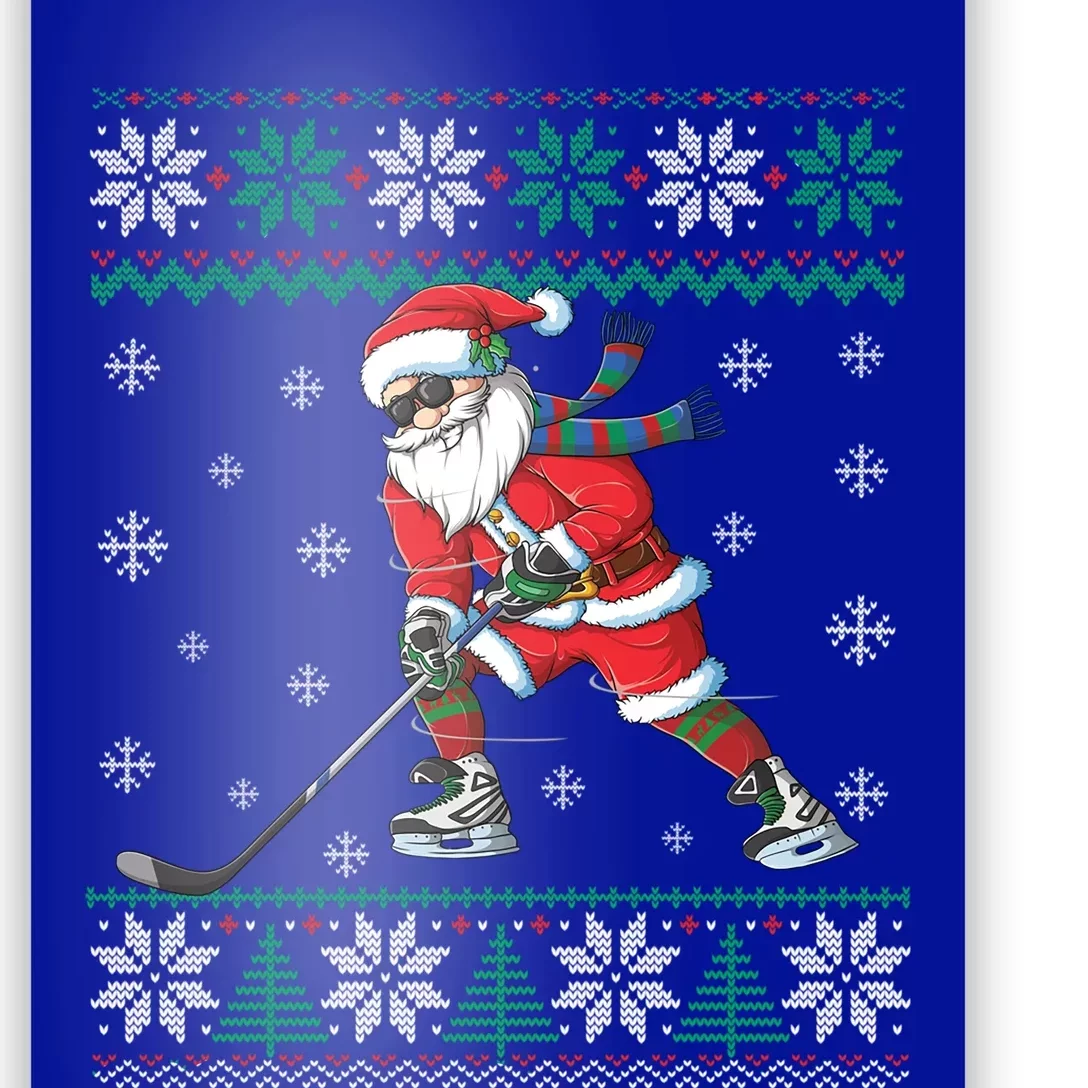 Funny Santa Claus Christmas Ice Hockey Ugly Sweater Great Gift Poster