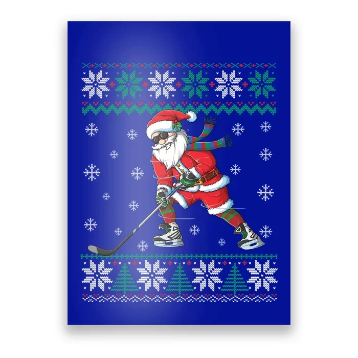 Funny Santa Claus Christmas Ice Hockey Ugly Sweater Great Gift Poster