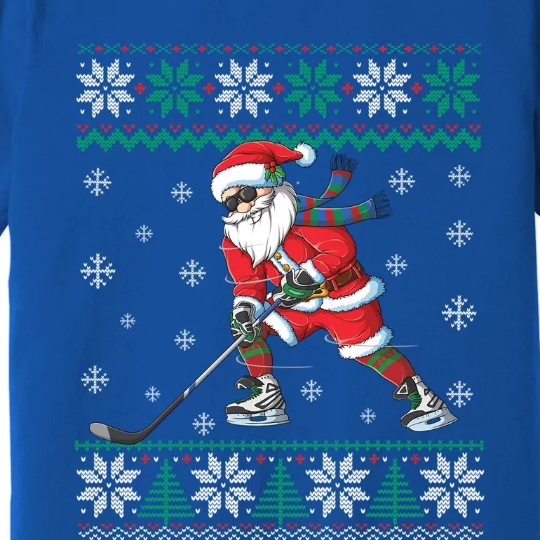 Funny Santa Claus Christmas Ice Hockey Ugly Sweater Great Gift Premium T-Shirt