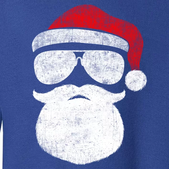 Funny Santa Claus Face Sunglasses With Hat Beard Christmas Toddler Sweatshirt