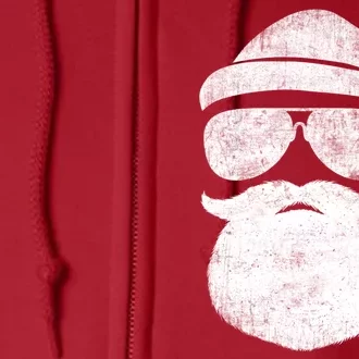 Funny Santa Claus Face Sunglasses With Hat Beard Christmas Full Zip Hoodie