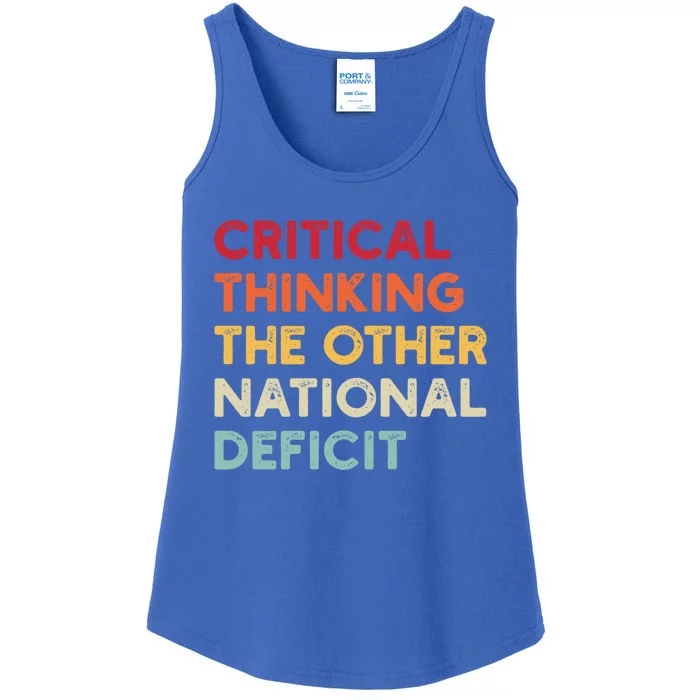 Funny Sarcastic Critical Thinking The Other National Deficit Gift Ladies Essential Tank