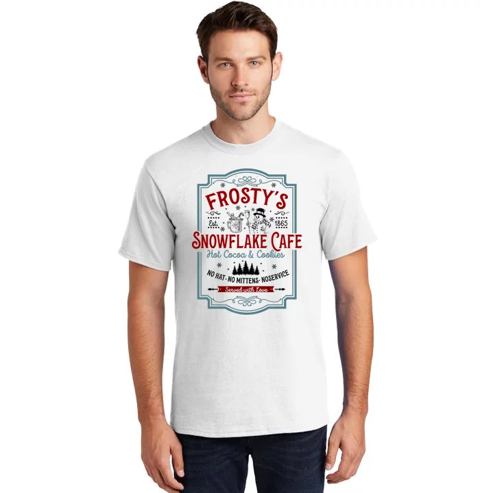 FrostyS Snowflake Cafe With Hot Cocoa And Cookies Christmas Tall T-Shirt