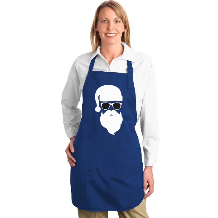 Funny Santa Claus Face Sunglasses with Hat Beard Christmas Full-Length Apron With Pocket