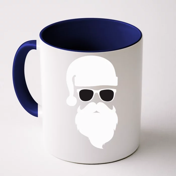 Funny Santa Claus Face Sunglasses with Hat Beard Christmas Front & Back Coffee Mug