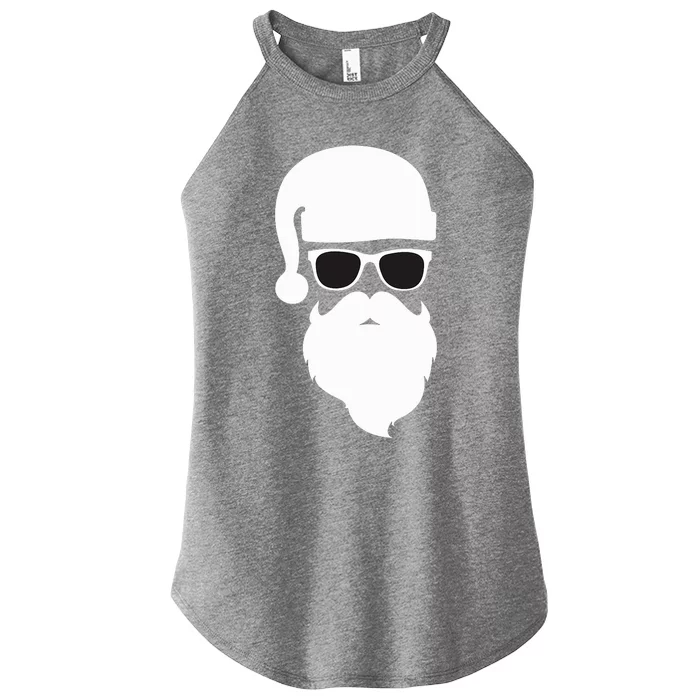 Funny Santa Claus Face Sunglasses with Hat Beard Christmas Women’s Perfect Tri Rocker Tank