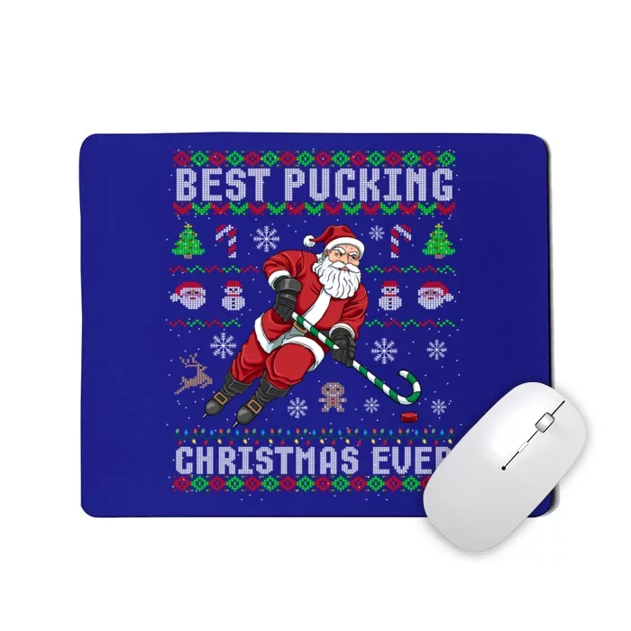 Funny Santa Claus Ugly Christmas Ice Hockey Best Pucking Gift Mousepad