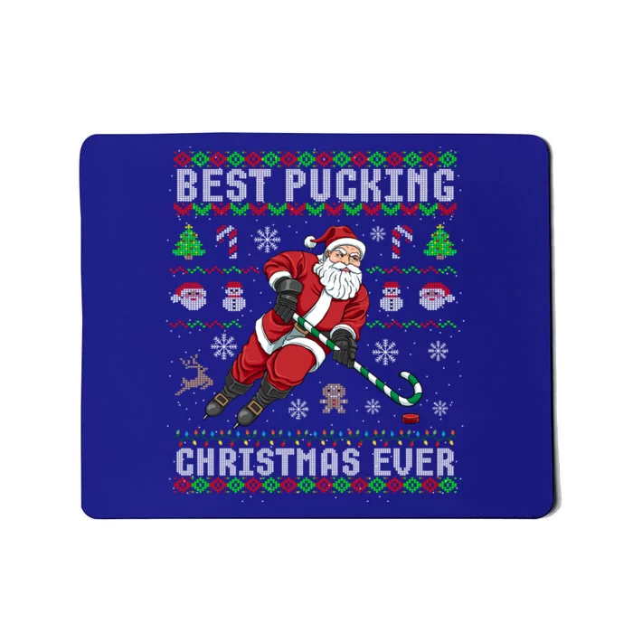 Funny Santa Claus Ugly Christmas Ice Hockey Best Pucking Gift Mousepad