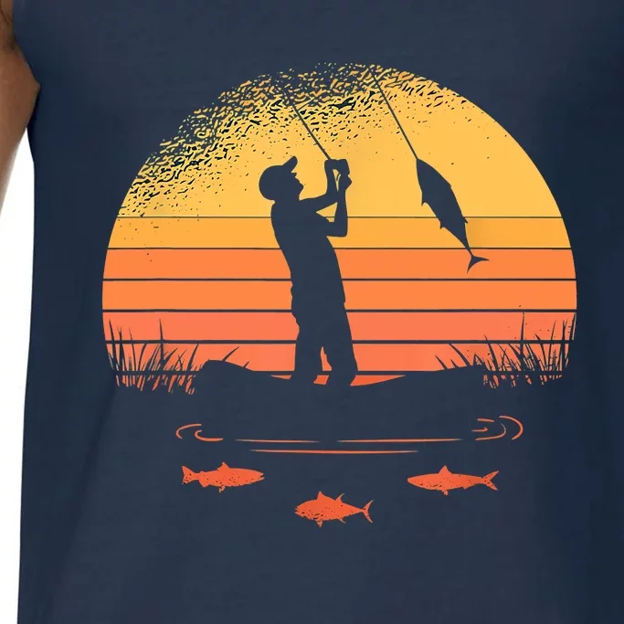 Fisherman Sunset Catching A Fish, & View Beneath The Water Fishing Comfort Colors® Tank Top