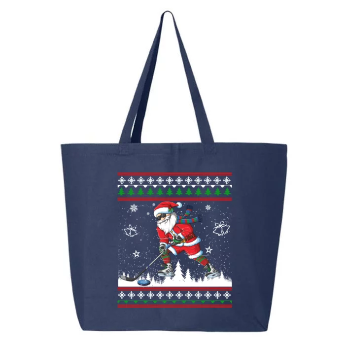 Funny Santa Claus Christmas Ice Hockey Ugly Great Gift 25L Jumbo Tote