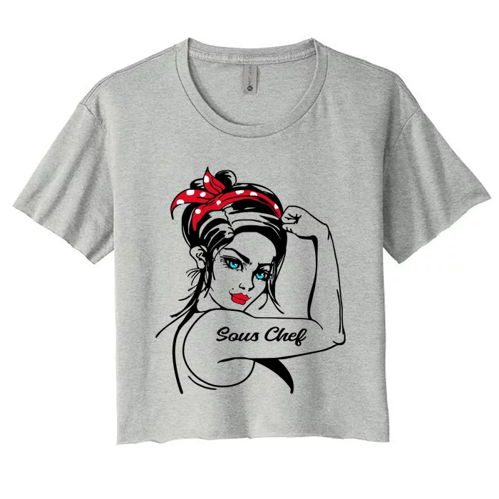 Female Sous Chef Rosie The Riveter Pin Up Gift Women's Crop Top Tee