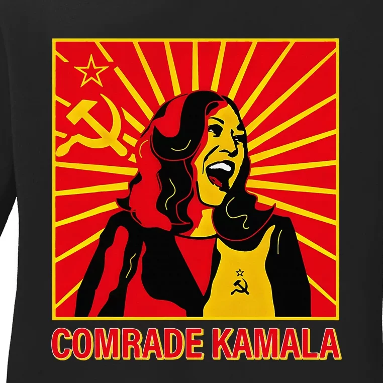 Fun Socialist Comrade Kamala Commie La Harris 2024 Kammunism Ladies Long Sleeve Shirt