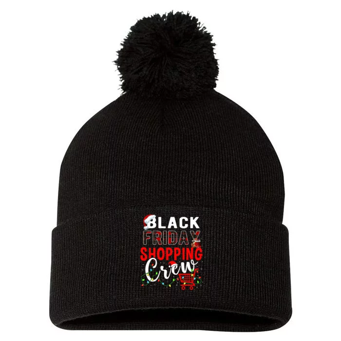 Friday Shopping Crew Xmas Lights Black Shopping Family Pom Pom 12in Knit Beanie