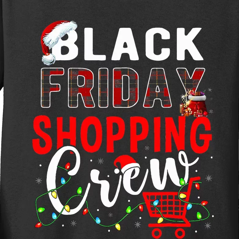 Friday Shopping Crew Xmas Lights Black Shopping Family Kids Long Sleeve Shirt