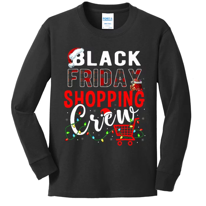 Friday Shopping Crew Xmas Lights Black Shopping Family Kids Long Sleeve Shirt