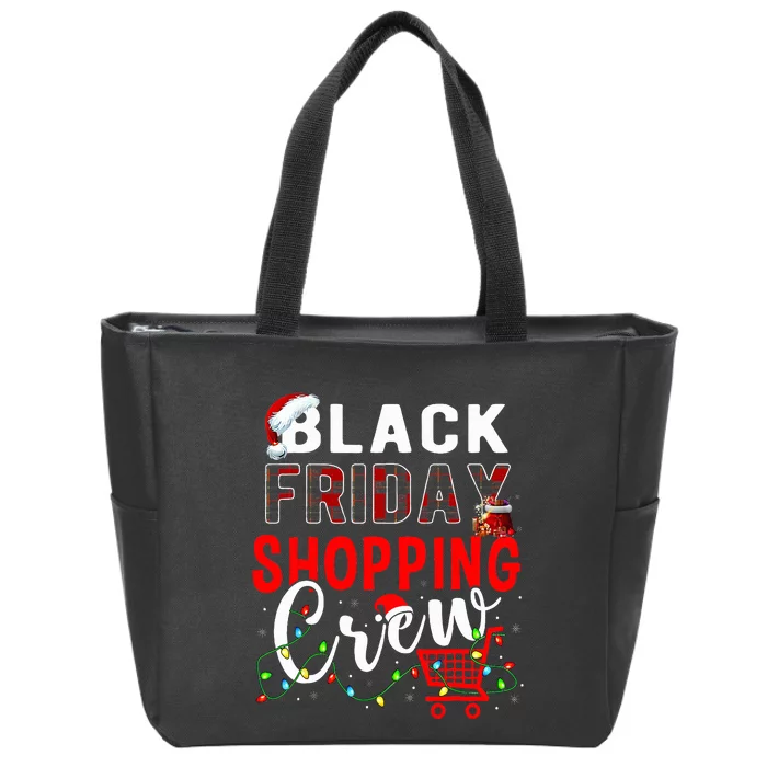 Friday Shopping Crew Xmas Lights Black Shopping Family Zip Tote Bag