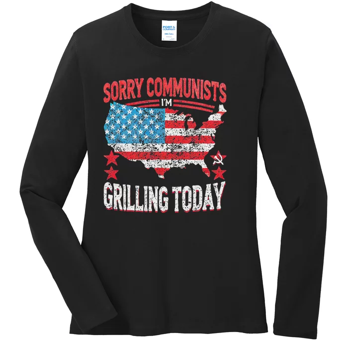 Funny Sorry Communists IM Grilling Today Ladies Long Sleeve Shirt