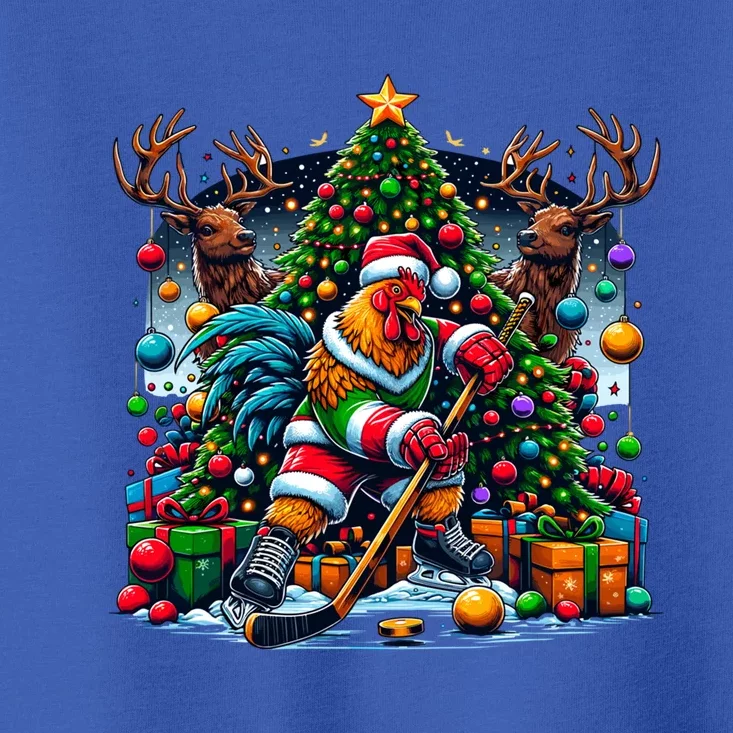 Funny Santa Chicken Playing Hockey Gift Toddler T-Shirt