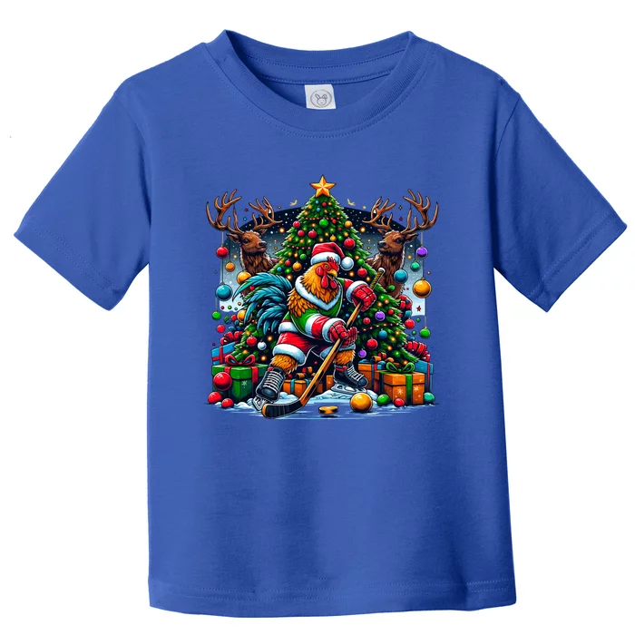 Funny Santa Chicken Playing Hockey Gift Toddler T-Shirt