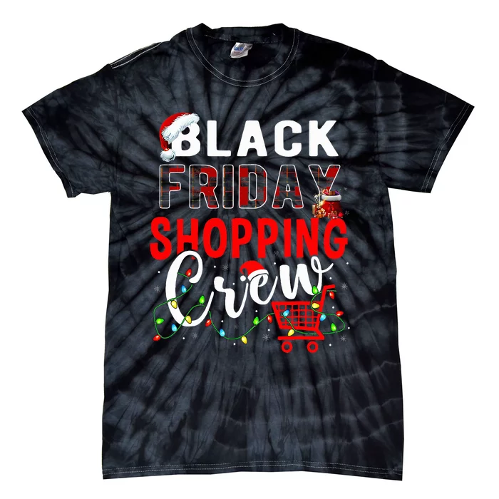 Friday Shopping Crew Xmas Lights Black Shopping Family Tie-Dye T-Shirt