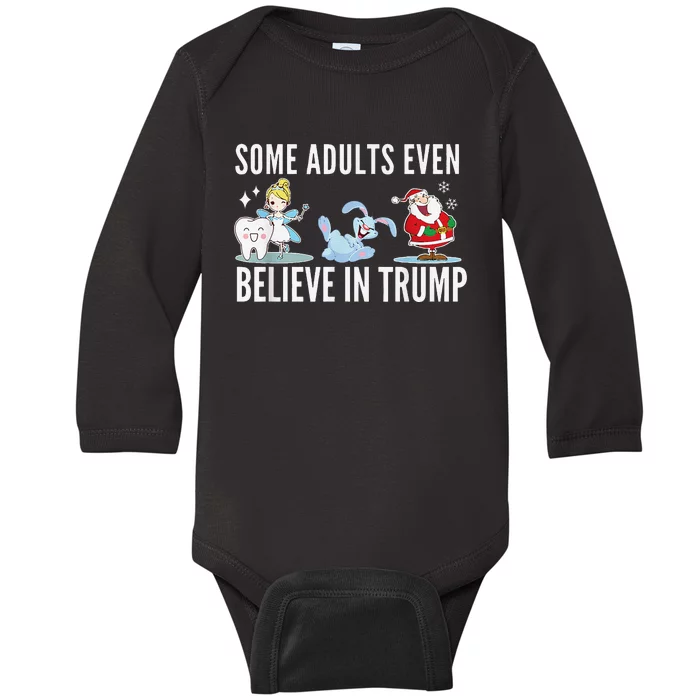 Funny Santa Clause Easter Bunny Tooth Fairy Laughing Trump Baby Long Sleeve Bodysuit