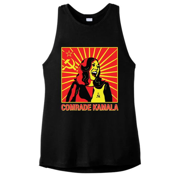 Fun Socialist Comrade Kamala Commie La Harris 2024 Kammunism Ladies Tri-Blend Wicking Tank