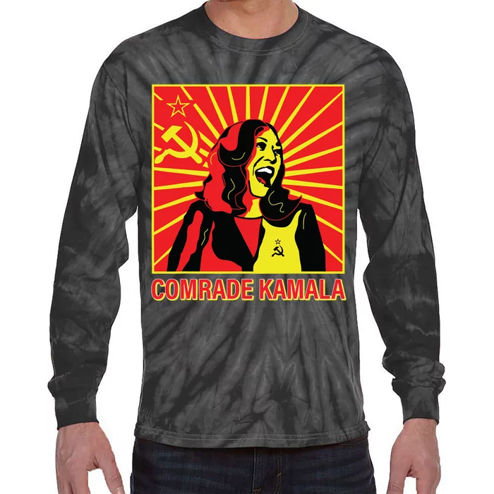 Fun Socialist Comrade Kamala Commie La Harris 2024 Kammunism Tie-Dye Long Sleeve Shirt