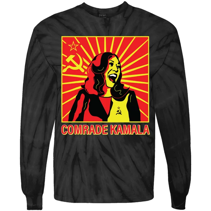 Fun Socialist Comrade Kamala Commie La Harris 2024 Kammunism Tie-Dye Long Sleeve Shirt