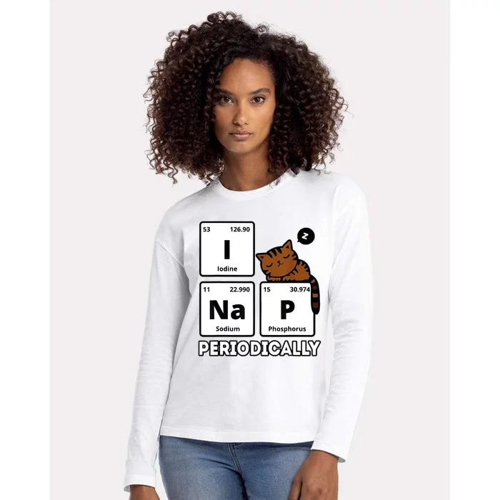 Funny Science Cat I Nap Periodically Cats Lovers Chemistry Womens Cotton Relaxed Long Sleeve T-Shirt