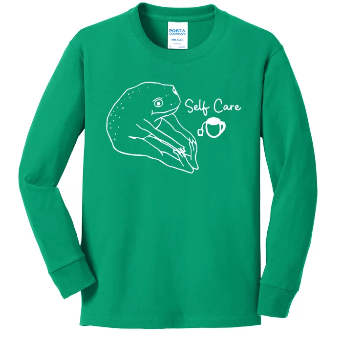 Frog Self Care Kids Long Sleeve Shirt