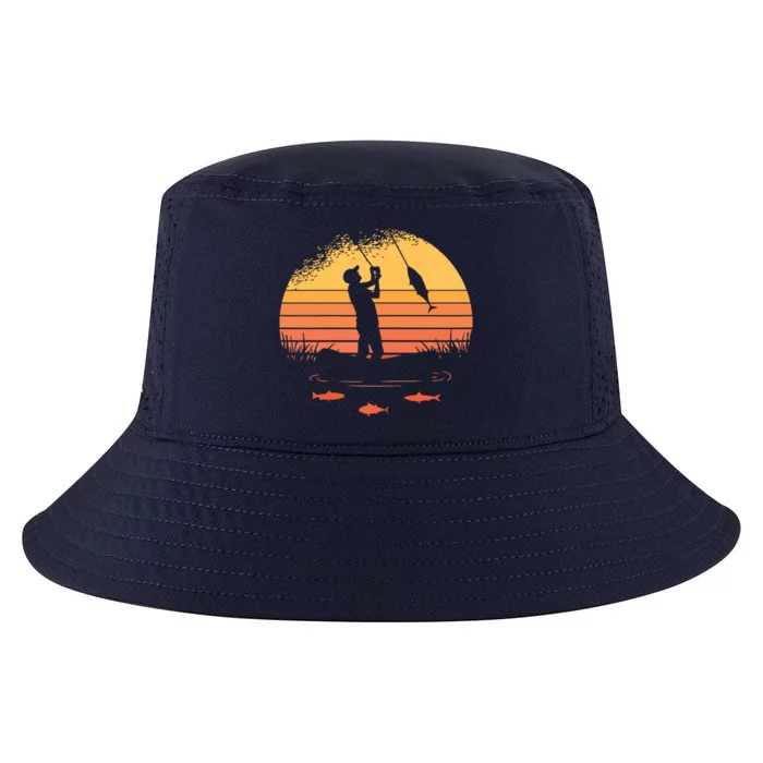 Fisherman Sunset Catching A Fish & View Beneath The Water Cool Comfort Performance Bucket Hat