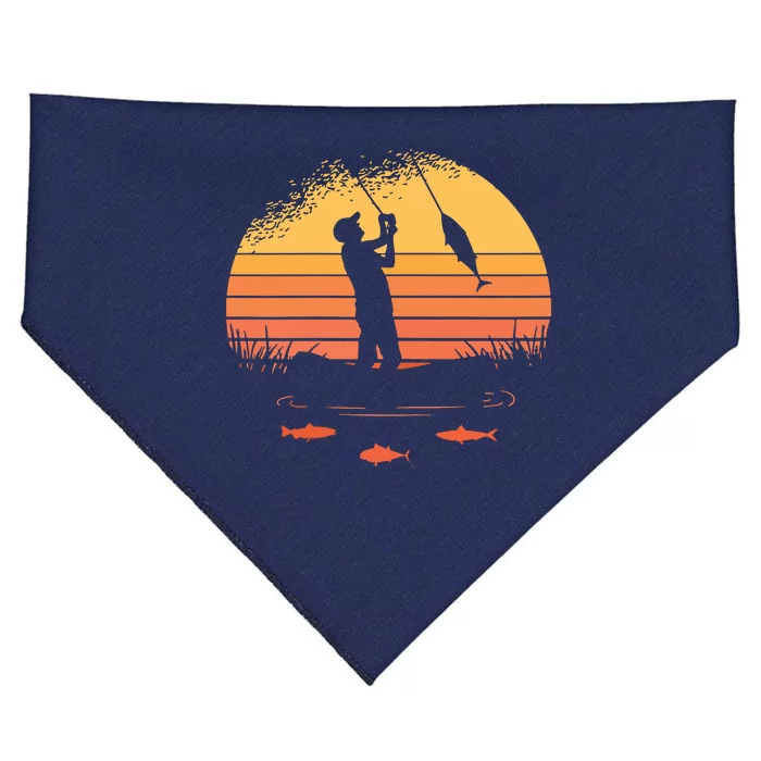 Fisherman Sunset Catching A Fish & View Beneath The Water USA-Made Doggie Bandana