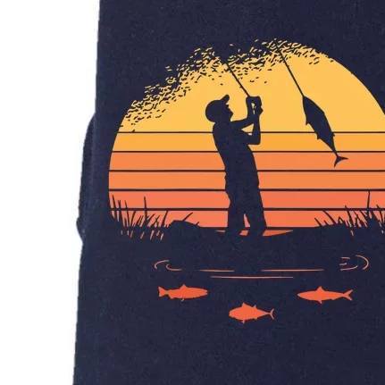 Fisherman Sunset Catching A Fish & View Beneath The Water Doggie 3-End Fleece Hoodie