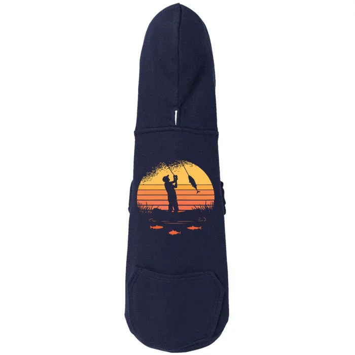 Fisherman Sunset Catching A Fish & View Beneath The Water Doggie 3-End Fleece Hoodie