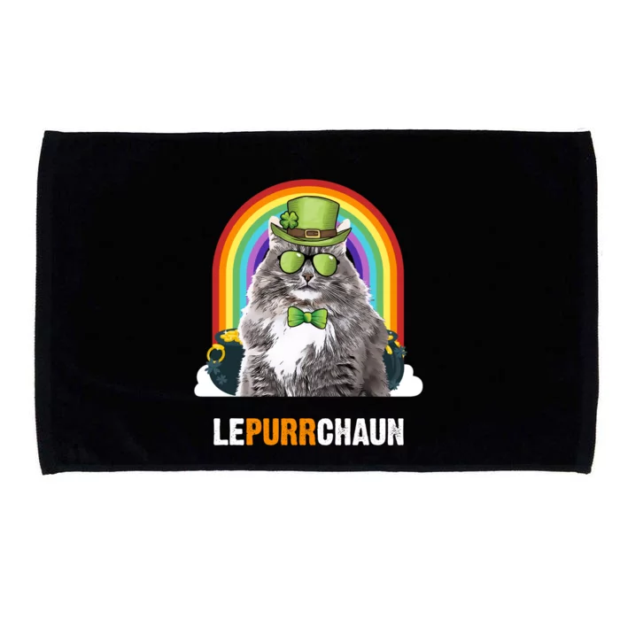 Funny Siberian Cat Lepurrchaun St Patricks Day Gift Microfiber Hand Towel