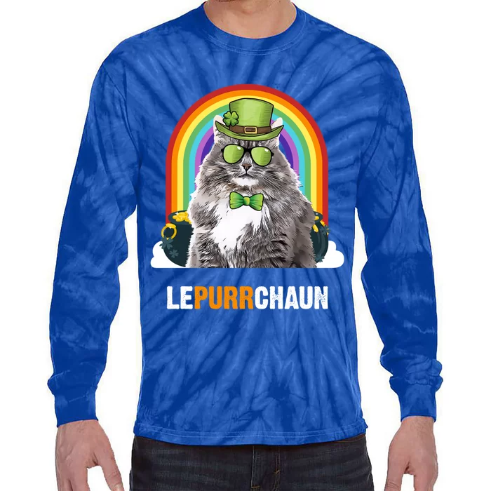 Funny Siberian Cat Lepurrchaun St Patricks Day Gift Tie-Dye Long Sleeve Shirt