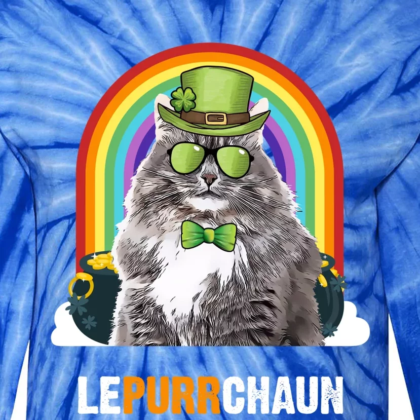 Funny Siberian Cat Lepurrchaun St Patricks Day Gift Tie-Dye Long Sleeve Shirt