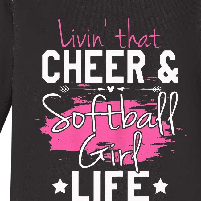 Funny Softball Cheer Lover Graphic Women Cheerleader Baby Long Sleeve Bodysuit