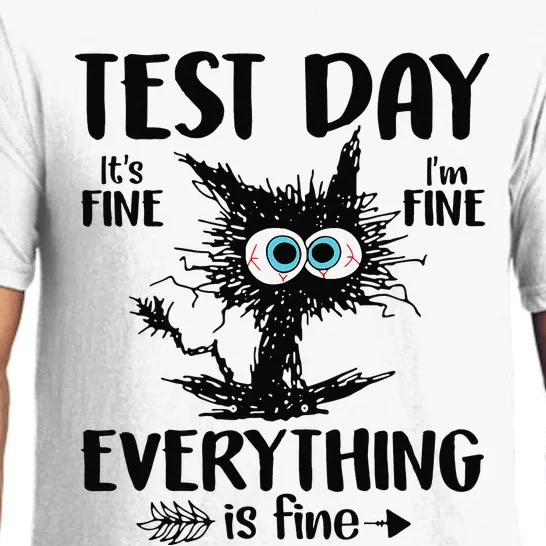 Funny Stressed Cat Teacher Student Testing Day Pajama Set