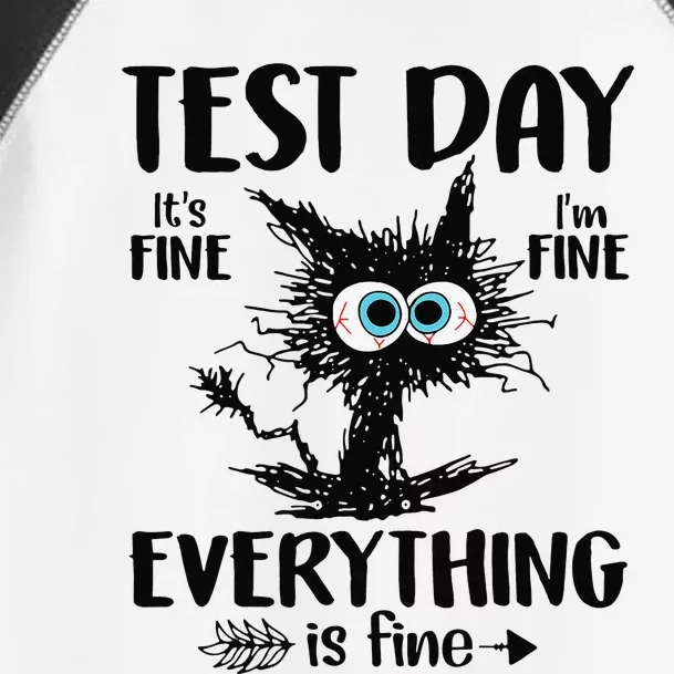 Funny Stressed Cat Teacher Student Testing Day Toddler Fine Jersey T-Shirt